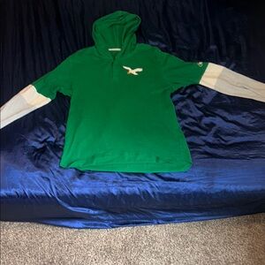 Eagle Kelly Green long sleeve with hood, with White Accents